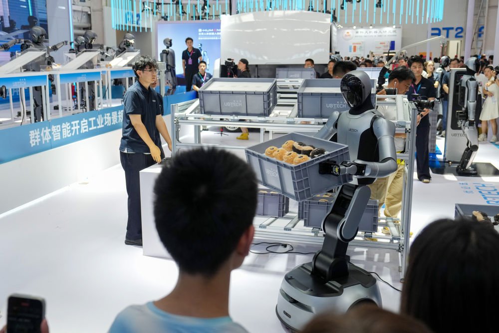 Dobot humanoid serving at an expo