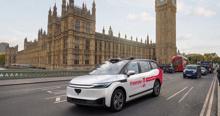 Apollo Go robotaxi fleet operating in a dense urban environment