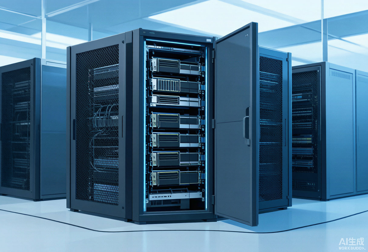 Nvidia AI server racks with GPU accelerators in a data centre