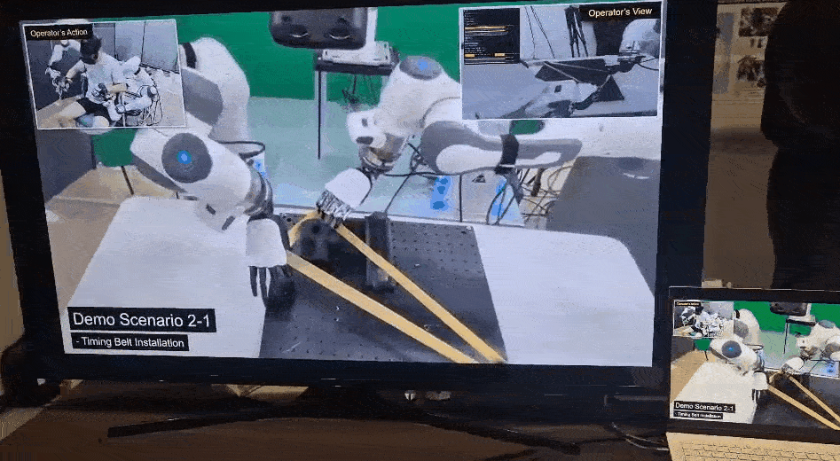 Aoyi dexterous hand performing belt assembly test