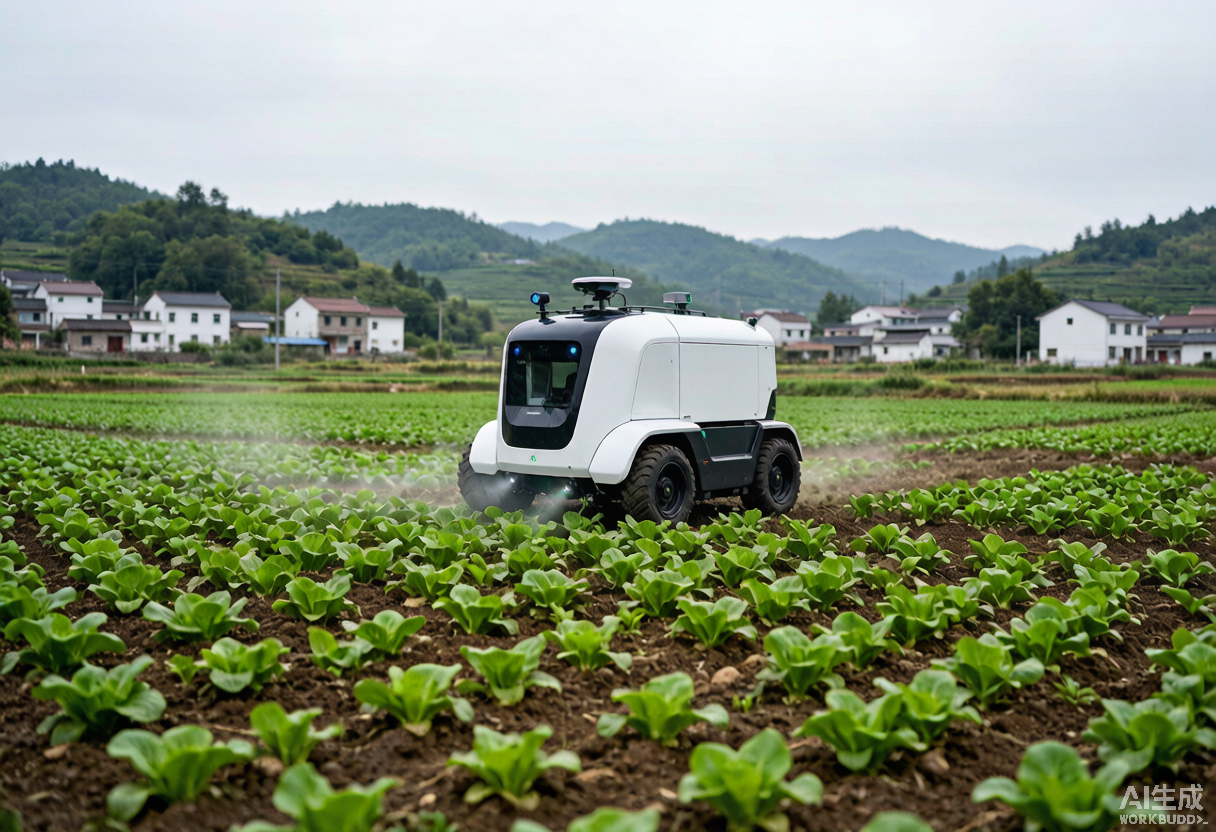 Agricultural robot operating autonomously in a Chinese farm field