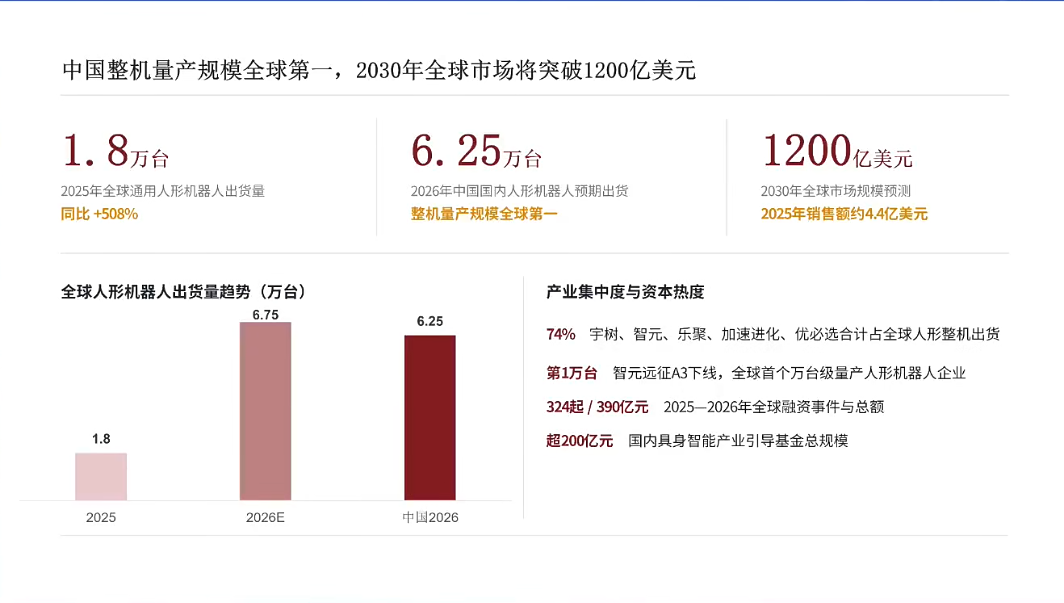 Chart showing China's share of global humanoid robot output