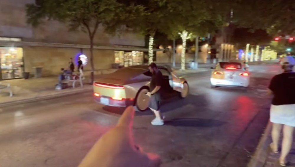 Tesla Cybercab public debut scene