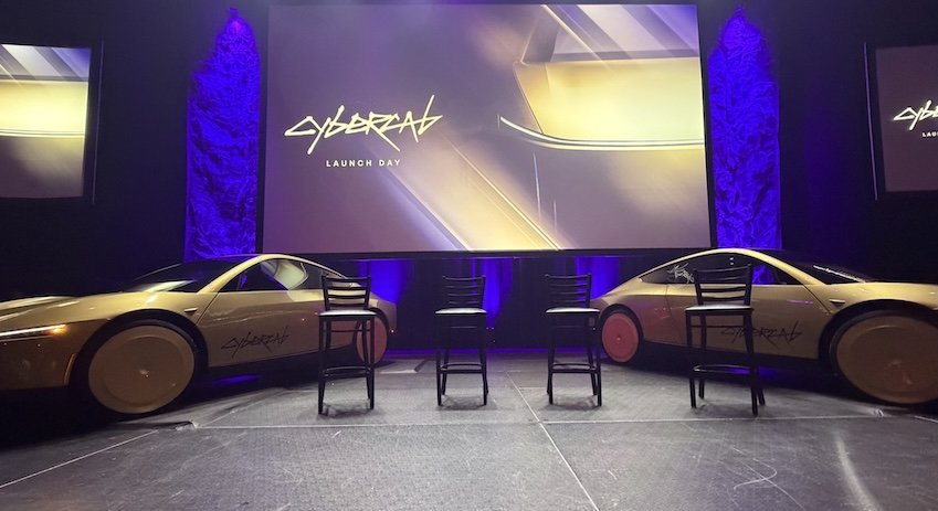 Tesla Cybercab two-seat cabin layout