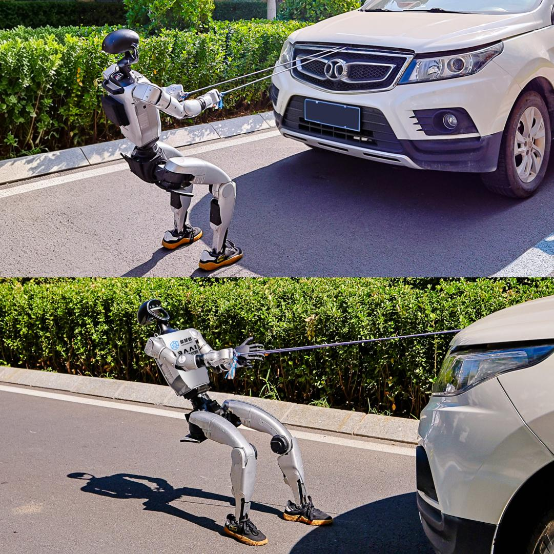 A 37 kg humanoid dragged a 1.4 tonne car and walked away wit