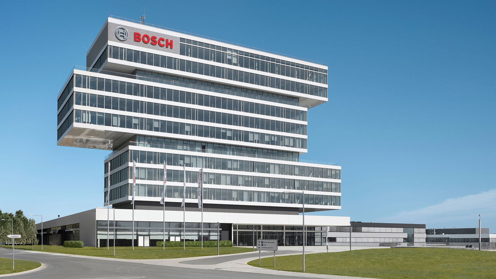 Bosch corporate signage at a German engineering site