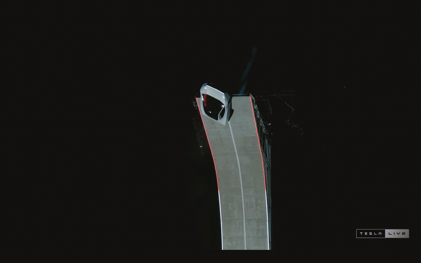 Tesla Roadster mid-air manoeuvre during the demonstration