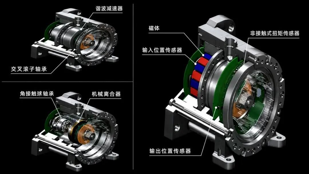 Robot joint and actuator components arranged for assembly