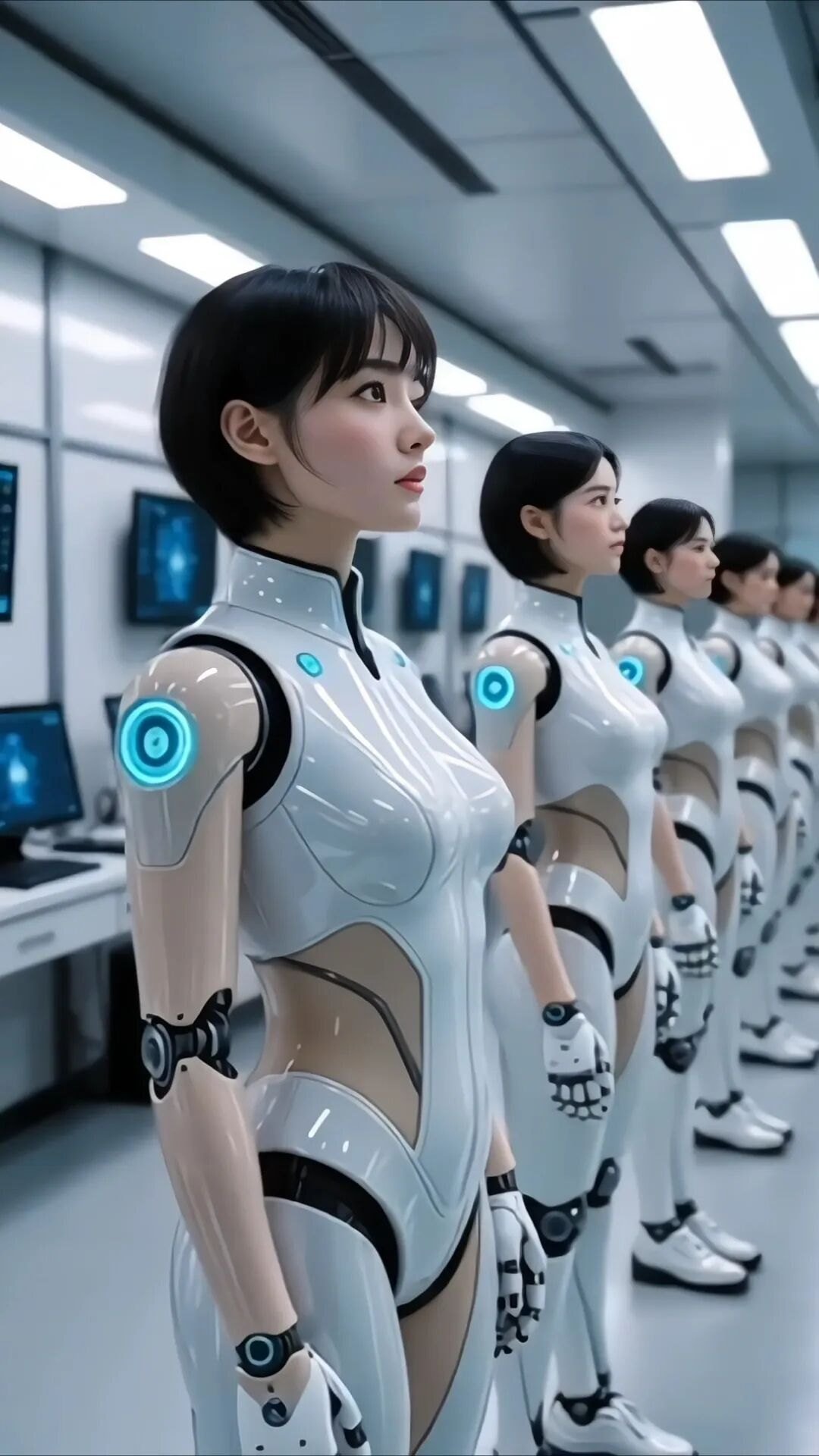 Humanoid robot demonstration area at a Chinese industry fair