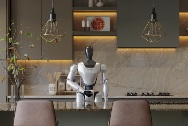 A Lingfang robot demonstrated in an exhibition or commercial venue