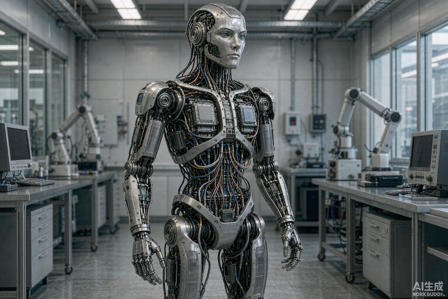 Humanoid robot with exposed electronic control architecture