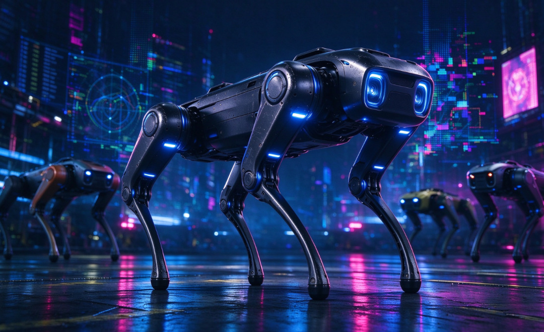 Quadruped robot dog in industrial inspection